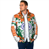 India Patriotic Freedom Padded Jacket Flag Colors Raised Fist Typography Graphic