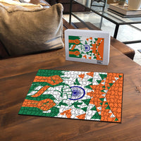 India Patriotic Freedom Puzzle Flag Colors Raised Fist Typography Graphic