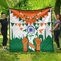 India Patriotic Freedom Quilt Flag Colors Raised Fist Typography Graphic