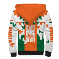 India Patriotic Freedom Sherpa Hoodie Flag Colors Raised Fist Typography Graphic