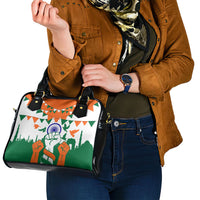 India Patriotic Freedom Shoulder Handbag Flag Colors Raised Fist Typography Graphic
