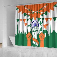 India Patriotic Freedom Shower Curtain Flag Colors Raised Fist Typography Graphic