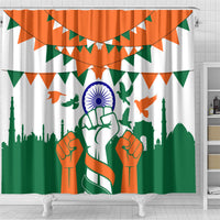 India Patriotic Freedom Shower Curtain Flag Colors Raised Fist Typography Graphic