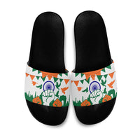 India Patriotic Freedom Slide Sandals Flag Colors Raised Fist Typography Graphic