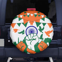 India Patriotic Freedom Spare Tire Cover Flag Colors Raised Fist Typography Graphic