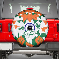 India Patriotic Freedom Spare Tire Cover Flag Colors Raised Fist Typography Graphic