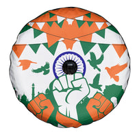 India Patriotic Freedom Spare Tire Cover Flag Colors Raised Fist Typography Graphic