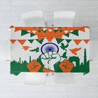 India Patriotic Freedom Tablecloth Flag Colors Raised Fist Typography Graphic