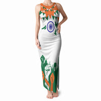 India Patriotic Freedom Tank Maxi Dress Flag Colors Raised Fist Typography Graphic