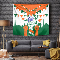 India Patriotic Freedom Tapestry Flag Colors Raised Fist Typography Graphic