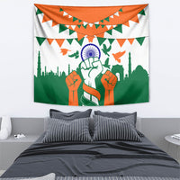 India Patriotic Freedom Tapestry Flag Colors Raised Fist Typography Graphic
