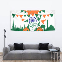 India Patriotic Freedom Tapestry Flag Colors Raised Fist Typography Graphic