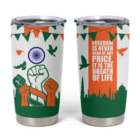 India Patriotic Freedom Tumbler Cup Flag Colors Raised Fist Typography Graphic