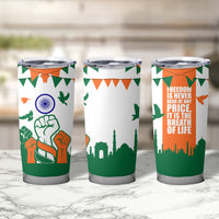 India Patriotic Freedom Tumbler Cup Flag Colors Raised Fist Typography Graphic