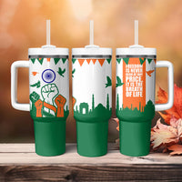 India Patriotic Freedom Tumbler With Handle Flag Colors Raised Fist Typography Graphic