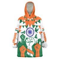 India Patriotic Freedom Wearable Blanket Hoodie Flag Colors Raised Fist Typography Graphic