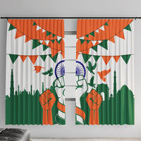 India Patriotic Freedom Window Curtain Flag Colors Raised Fist Typography Graphic