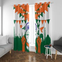 India Patriotic Freedom Window Curtain Flag Colors Raised Fist Typography Graphic