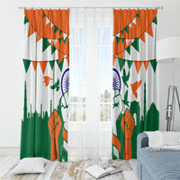 India Patriotic Freedom Window Curtain Flag Colors Raised Fist Typography Graphic