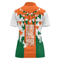 India Patriotic Freedom Women Polo Shirt Flag Colors Raised Fist Typography Graphic