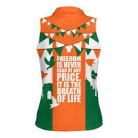 India Patriotic Freedom Women Sleeveless Polo Shirt Flag Colors Raised Fist Typography Graphic