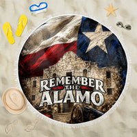 Remember The Alamo Texas Flag Beach Blanket Distressed Historical Texan Pride