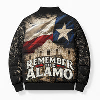 Remember The Alamo Texas Flag Bomber Puffer Jacket Distressed Historical Texan Pride