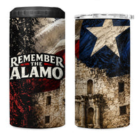 Remember The Alamo Texas Flag 4 in 1 Can Cooler Tumbler Distressed Historical Texan Pride