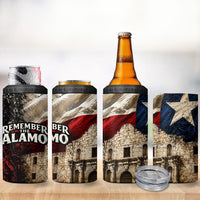 Remember The Alamo Texas Flag 4 in 1 Can Cooler Tumbler Distressed Historical Texan Pride