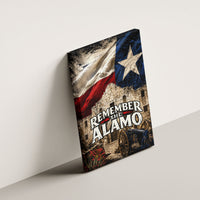 Remember The Alamo Texas Flag Canvas Wall Art Distressed Historical Texan Pride