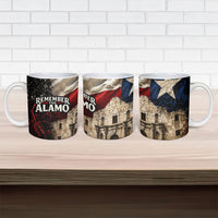 Remember The Alamo Texas Flag Ceramic Mug Distressed Historical Texan Pride