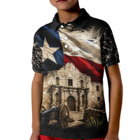 Remember The Alamo Texas Flag Kid Polo Shirt Distressed Historical Texan Pride