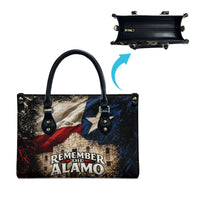 Remember The Alamo Texas Flag Leather Bag Distressed Historical Texan Pride