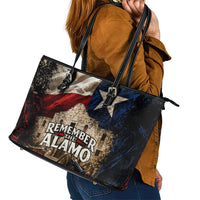 Remember The Alamo Texas Flag Leather Tote Bag Distressed Historical Texan Pride