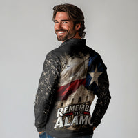 Remember The Alamo Texas Flag Long Sleeve Polo Shirt Distressed Historical Texan Pride