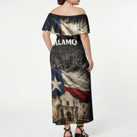 Remember The Alamo Texas Flag Off Shoulder Maxi Dress Distressed Historical Texan Pride