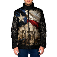 Remember The Alamo Texas Flag Padded Jacket Distressed Historical Texan Pride