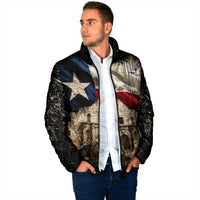 Remember The Alamo Texas Flag Padded Jacket Distressed Historical Texan Pride