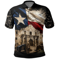 Remember The Alamo Texas Flag Polo Shirt Distressed Historical Texan Pride