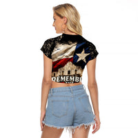 Remember The Alamo Texas Flag Raglan Cropped T Shirt Distressed Historical Texan Pride