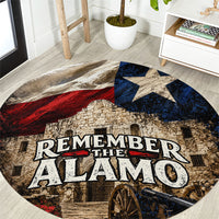 Remember The Alamo Texas Flag Round Carpet Distressed Historical Texan Pride