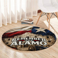 Remember The Alamo Texas Flag Round Carpet Distressed Historical Texan Pride