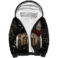 Remember The Alamo Texas Flag Sherpa Hoodie Distressed Historical Texan Pride