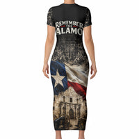 Remember The Alamo Texas Flag Short Sleeve Bodycon Dress Distressed Historical Texan Pride