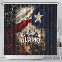 Remember The Alamo Texas Flag Shower Curtain Distressed Historical Texan Pride