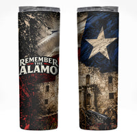 Remember The Alamo Texas Flag Skinny Tumbler Distressed Historical Texan Pride