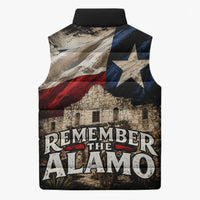 Remember The Alamo Texas Flag Sleeveless Puffer Jacket Distressed Historical Texan Pride