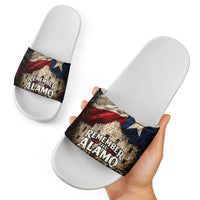 Remember The Alamo Texas Flag Slide Sandals Distressed Historical Texan Pride