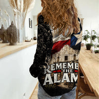 Remember The Alamo Texas Flag Women Casual Shirt Distressed Historical Texan Pride