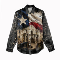 Remember The Alamo Texas Flag Women Casual Shirt Distressed Historical Texan Pride
